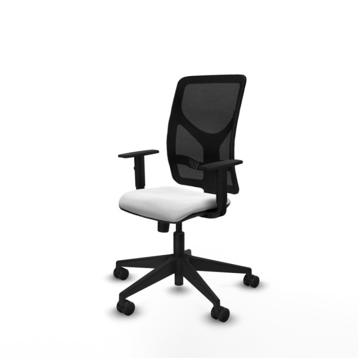 Motilla sincro malla negra bali blanco brazos 1D base piramidal  ruedas 65mm nailon