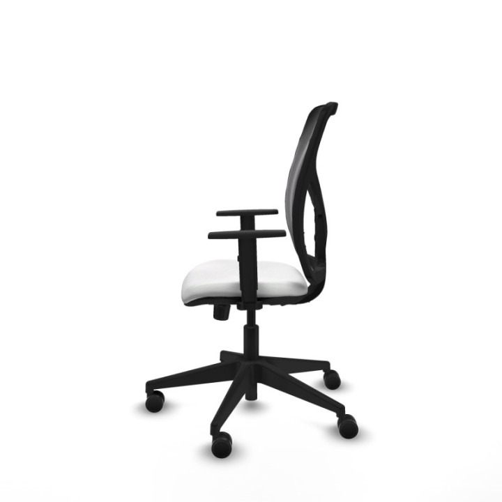 Motilla sincro malla negra bali blanco brazos 1D base piramidal  ruedas 65mm nailon