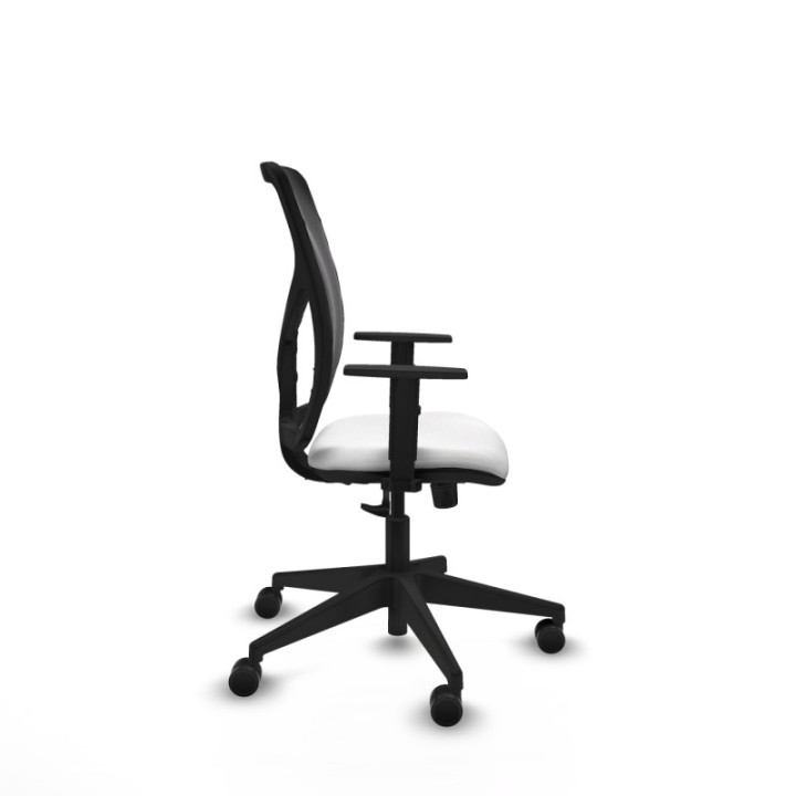 Motilla sincro malla negra bali blanco brazos 1D base piramidal  ruedas 65mm nailon