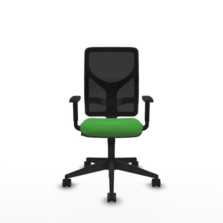 Motilla sincro malla negra bali verde brazos 1D base piramidal  ruedas 65mm nailon