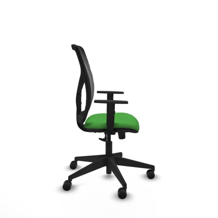 Motilla sincro malla negra bali verde brazos 1D base piramidal  ruedas 65mm nailon