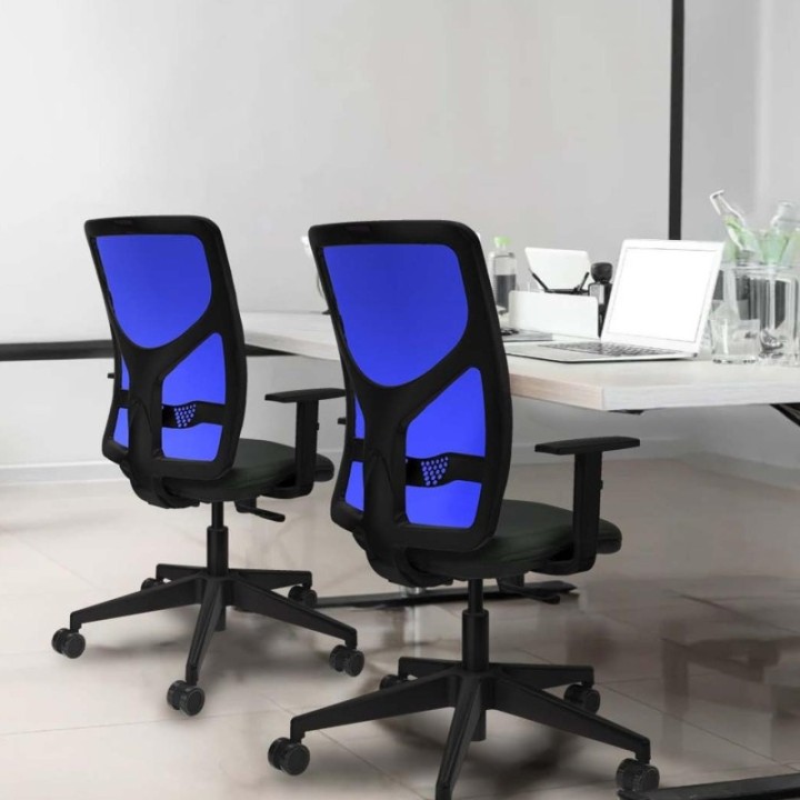 Motilla sincro malla negra bali azul marino brazos 1D base piramidal  ruedas 65mm nailon