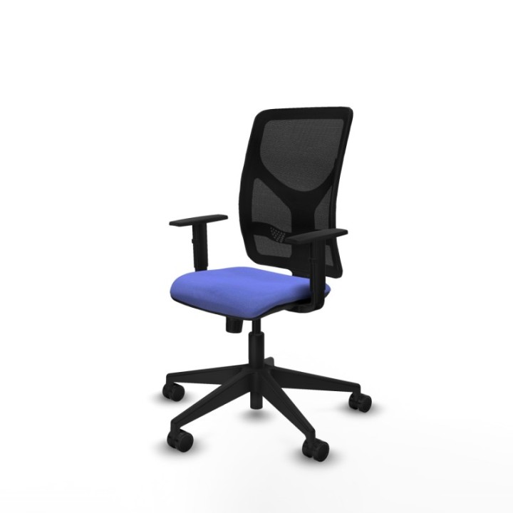 Motilla sincro malla negra bali azul claro brazos 1D base piramidal  ruedas 65mm nailon