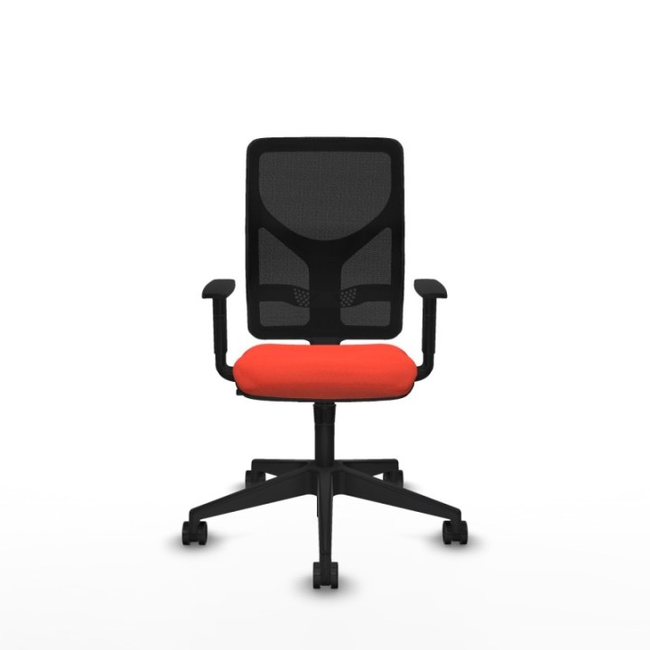 Motilla sincro malla negra bali naranja oscuro brazos 1D base piramidal  ruedas 65mm nailon