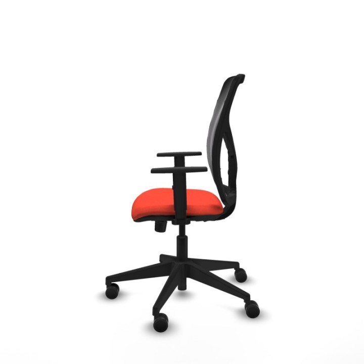 Motilla sincro malla negra bali naranja oscuro brazos 1D base piramidal  ruedas 65mm nailon