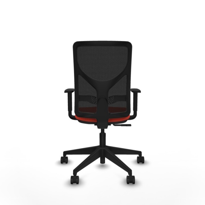 Motilla sincro malla negra bali naranja oscuro brazos 1D base piramidal  ruedas 65mm nailon