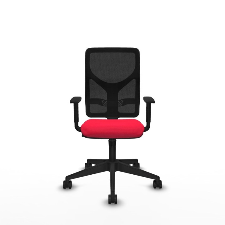 Motilla sincro malla negra bali rojo brazos 1D base piramidal  ruedas 65mm nailon