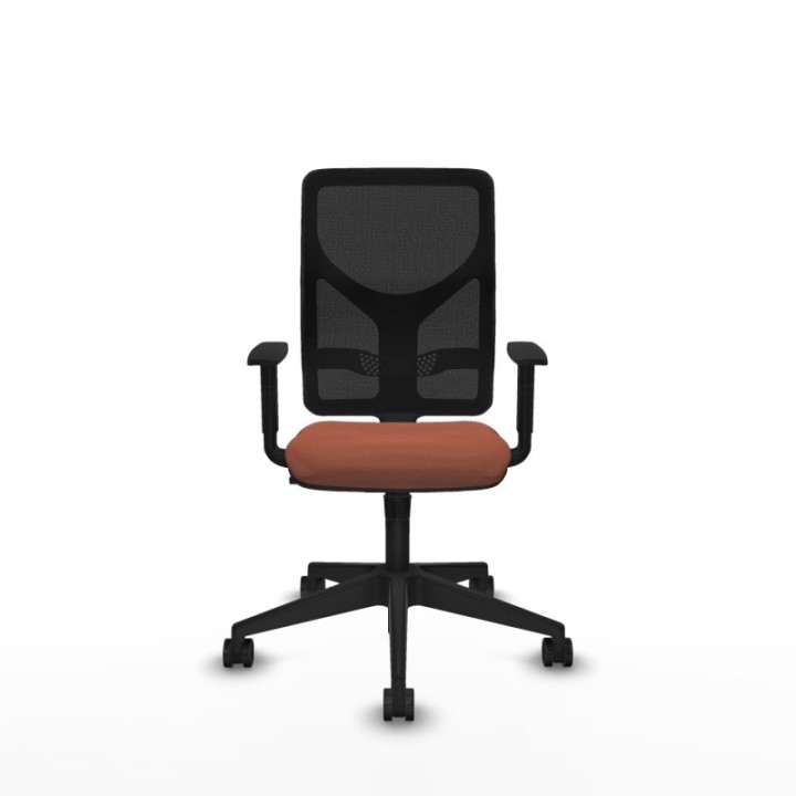 Motilla sincro malla negra bali marrón brazos 1D base piramidal  ruedas 65mm nailon