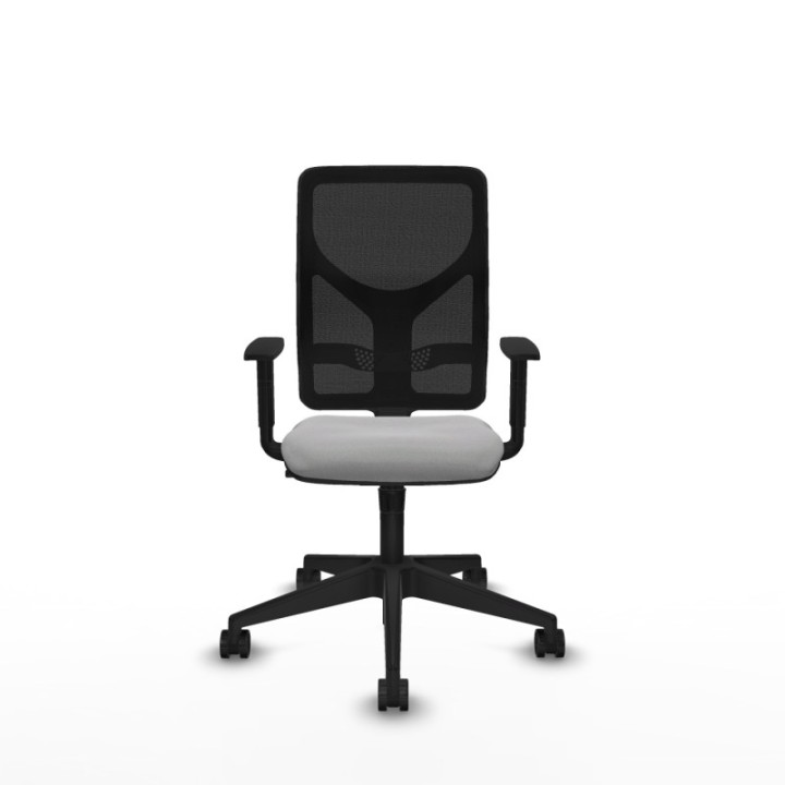 Motilla sincro malla negra bali gris claro brazos 1D base piramidal  ruedas 65mm nailon