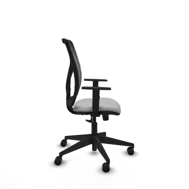 Motilla sincro malla negra bali gris claro brazos 1D base piramidal  ruedas 65mm nailon