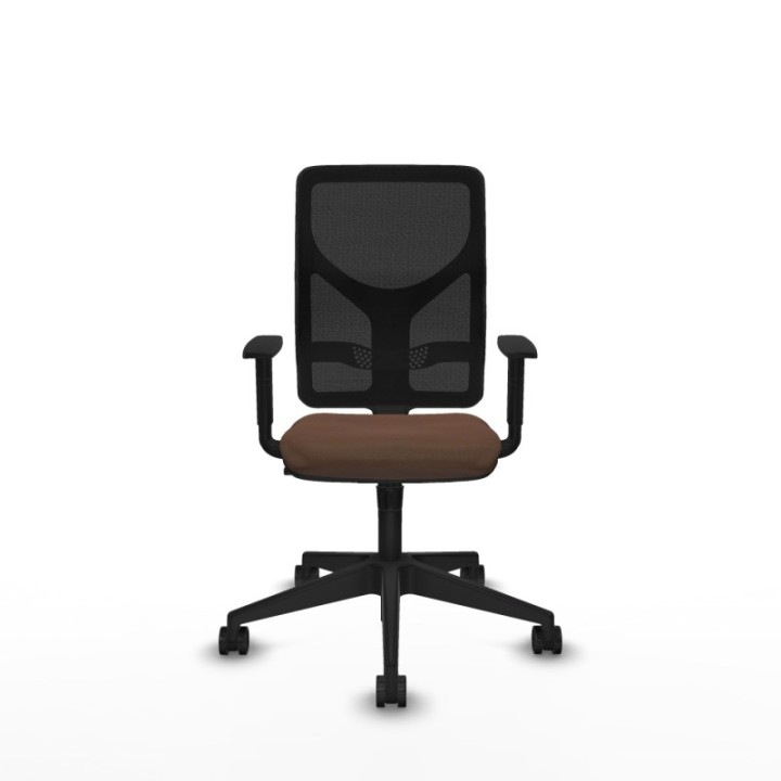 Motilla sincro malla negra bali marrón oscuro brazos 1D base piramidal  ruedas 65mm nailon