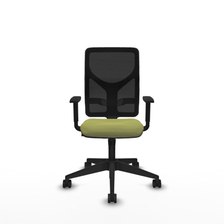 Motilla sincro malla negra bali verde oliva brazos 1D base piramidal  ruedas 65mm nailon