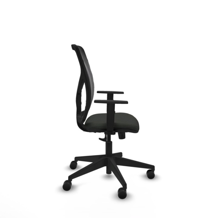 Motilla sincro malla negra bali negro brazos 1D base piramidal  ruedas 65mm nailon