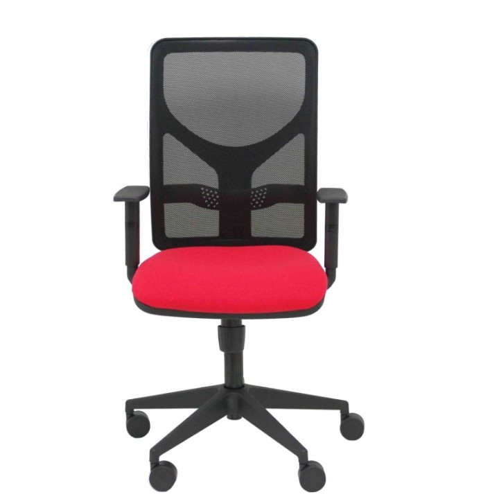 Silla Motilla malla negra asiento bali rojo brazo regulable