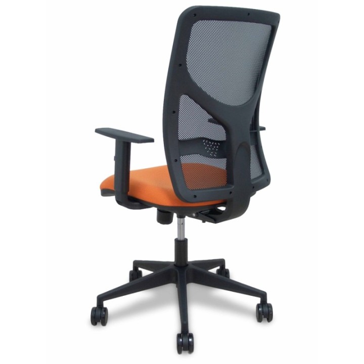 Silla Motilla malla negra asiento bali naranja brazo regulable ruedas 65mm