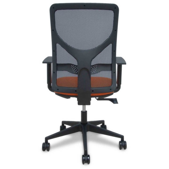 Silla Motilla malla negra asiento bali naranja brazo regulable ruedas 65mm