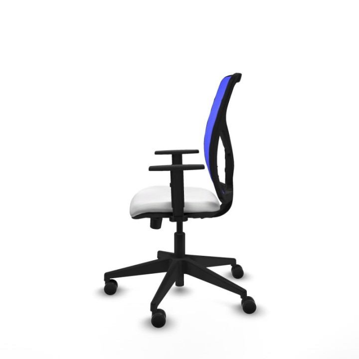 Motilla traslack malla azul bali blanco brazos 1D base piramidal  ruedas 65mm nailon