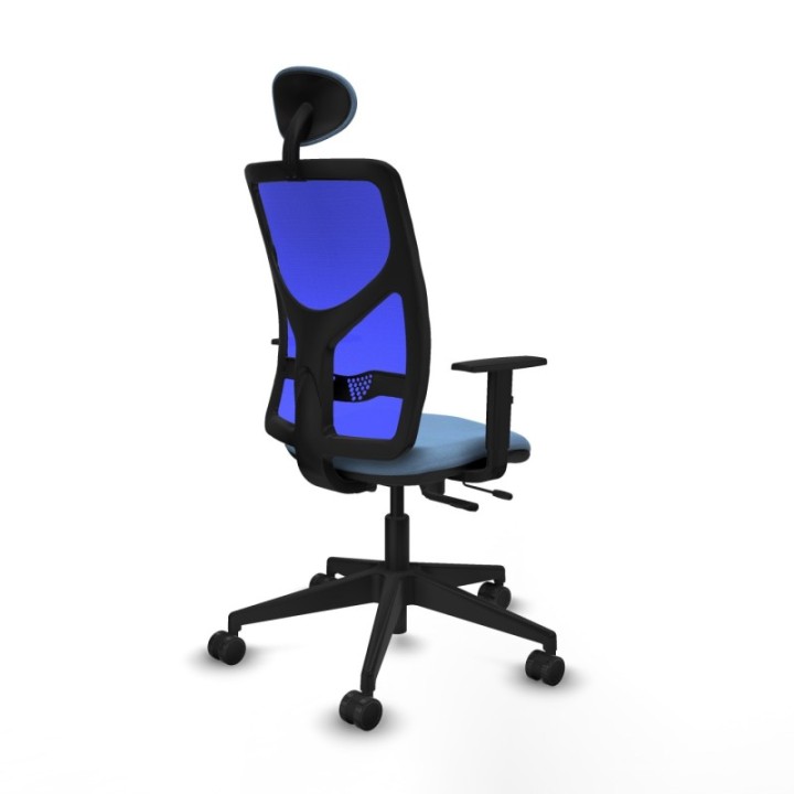 Motilla traslack malla azul bali azul cielo brazos 1D base piramidal cabecero fijo ruedas 65mm nailon