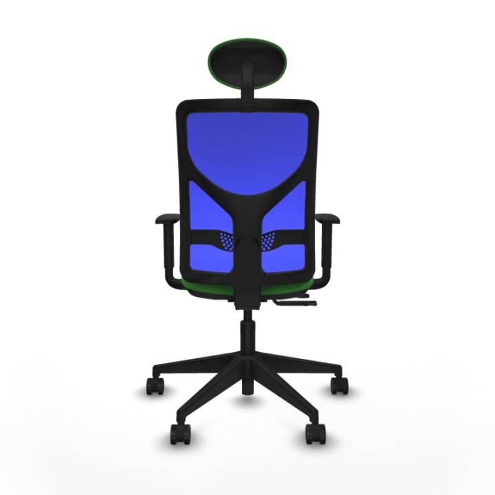 Motilla traslack malla azul bali verde brazos 1D base piramidal cabecero fijo ruedas 65mm nailon