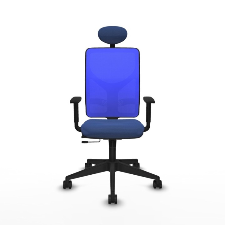 Motilla traslack malla azul bali azul marino brazos 1D base piramidal cabecero fijo ruedas 65mm nailon