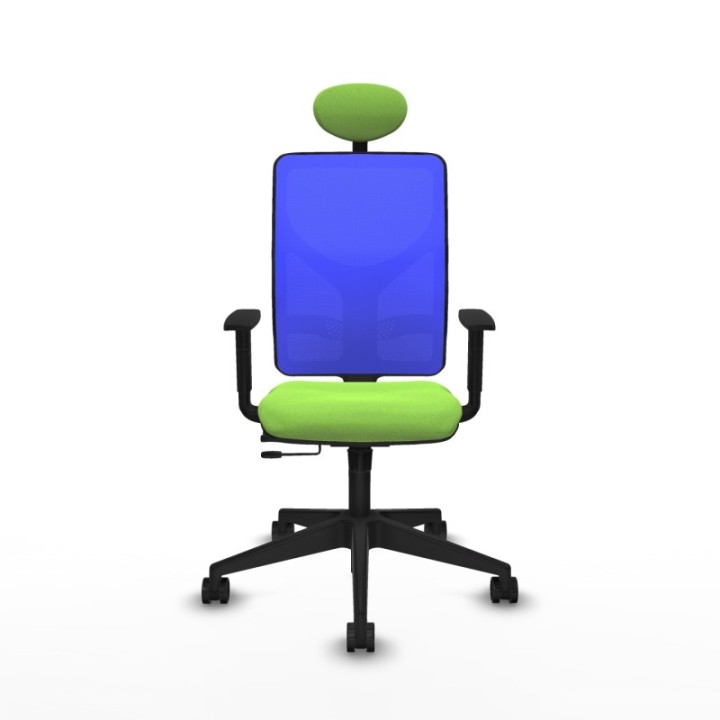 Motilla traslack malla azul bali pistacho brazos 1D base piramidal cabecero fijo ruedas 65mm nailon