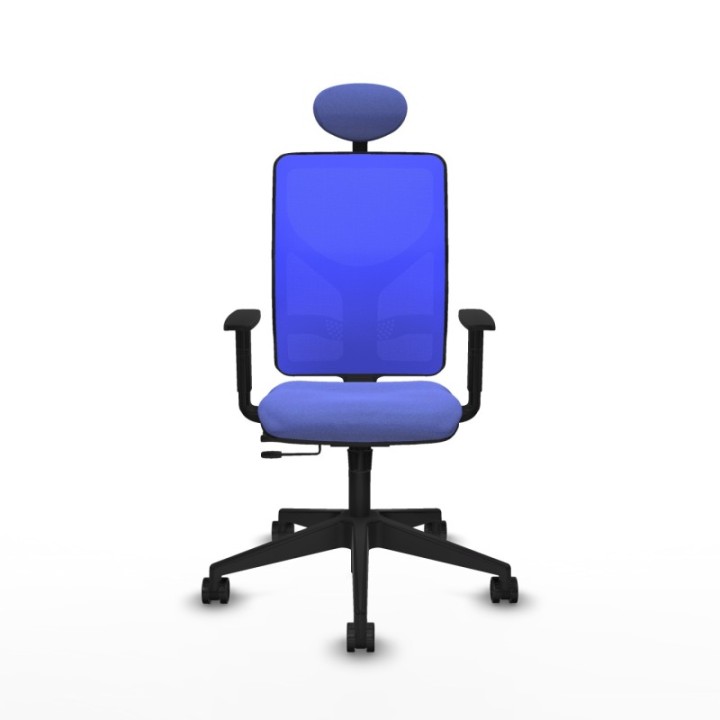 Motilla traslack malla azul bali azul claro brazos 1D base piramidal cabecero fijo ruedas 65mm nailon