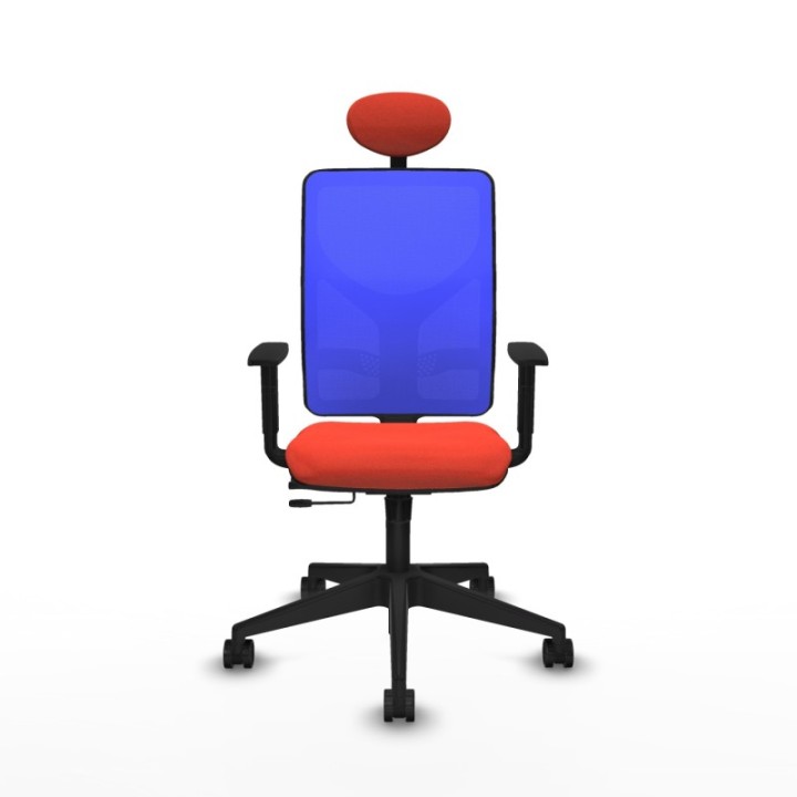 Motilla traslack malla azul bali naranja oscuro brazos 1D base piramidal cabecero fijo ruedas 65mm nailon