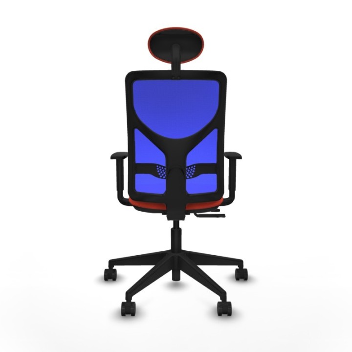 Motilla traslack malla azul bali naranja oscuro brazos 1D base piramidal cabecero fijo ruedas 65mm nailon