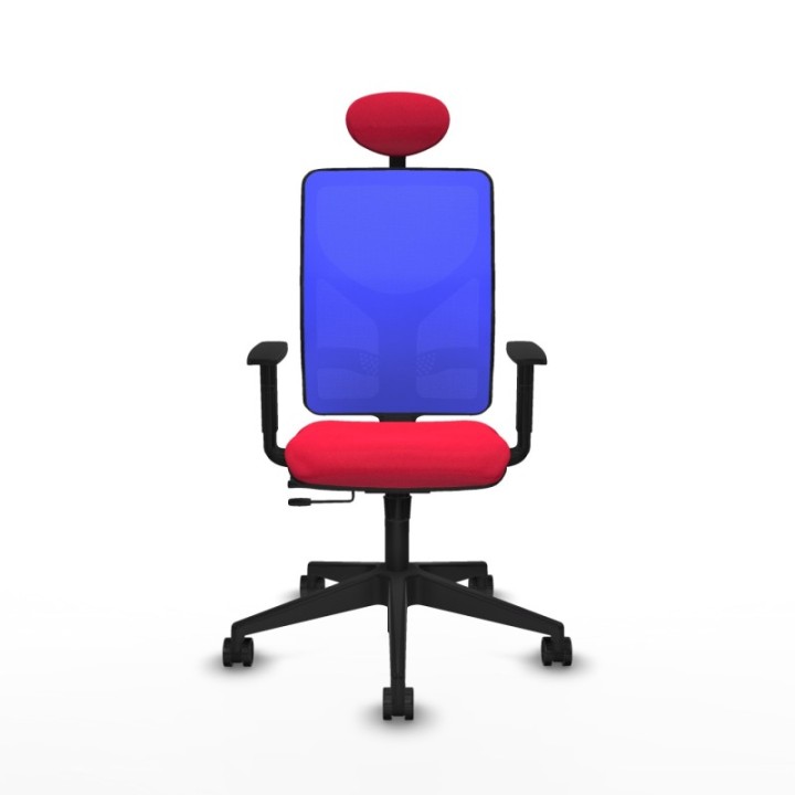 Motilla traslack malla azul bali rojo brazos 1D base piramidal cabecero fijo ruedas 65mm nailon