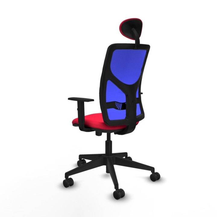 Motilla traslack malla azul bali rojo brazos 1D base piramidal cabecero fijo ruedas 65mm nailon