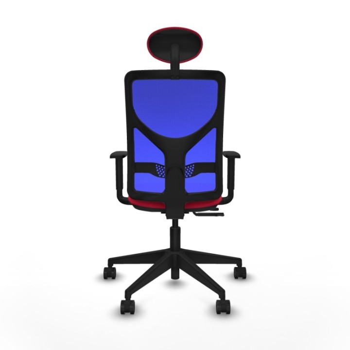 Motilla traslack malla azul bali rojo brazos 1D base piramidal cabecero fijo ruedas 65mm nailon