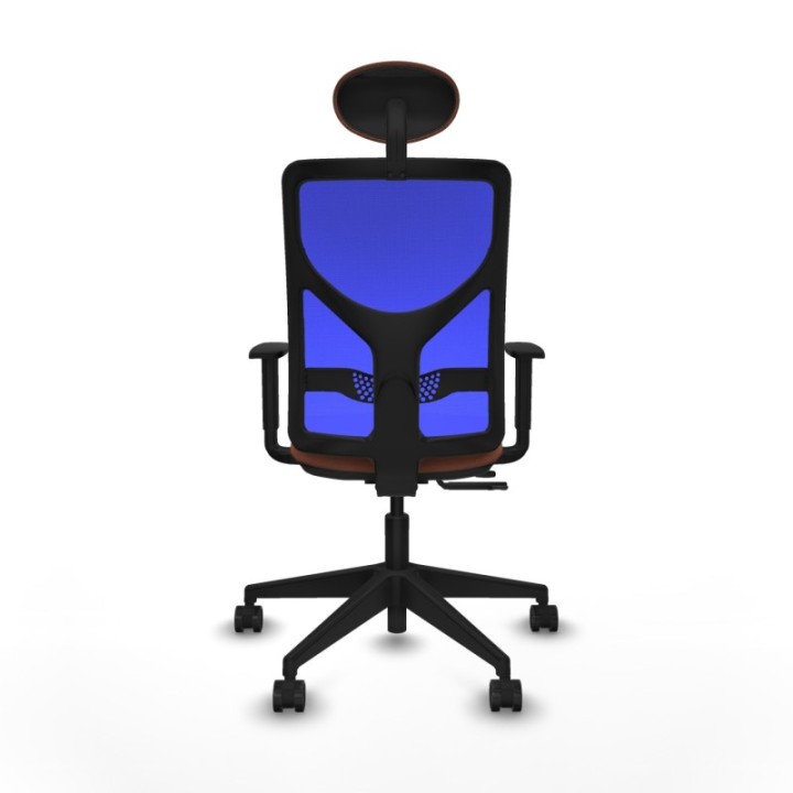 Motilla traslack malla azul bali marrón brazos 1D base piramidal cabecero fijo ruedas 65mm nailon