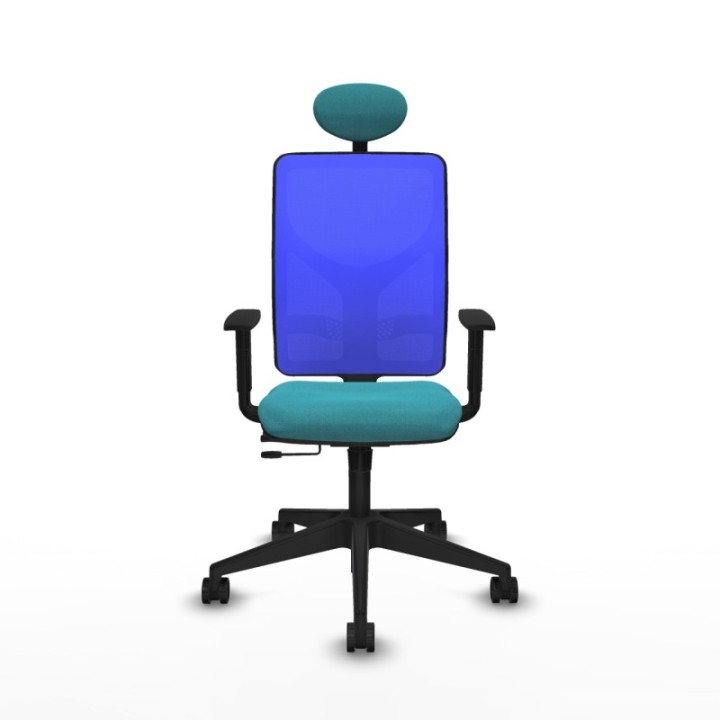 Motilla traslack malla azul bali turquesa brazos 1D base piramidal cabecero fijo ruedas 65mm nailon