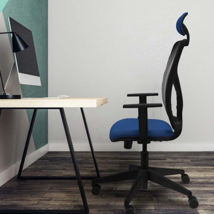 Motilla traslack malla azul bali turquesa brazos 1D base piramidal cabecero fijo ruedas 65mm nailon