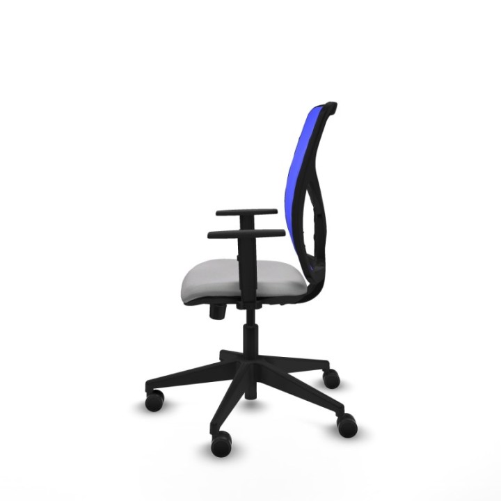 Motilla traslack malla azul bali gris claro brazos 1D base piramidal  ruedas 65mm nailon