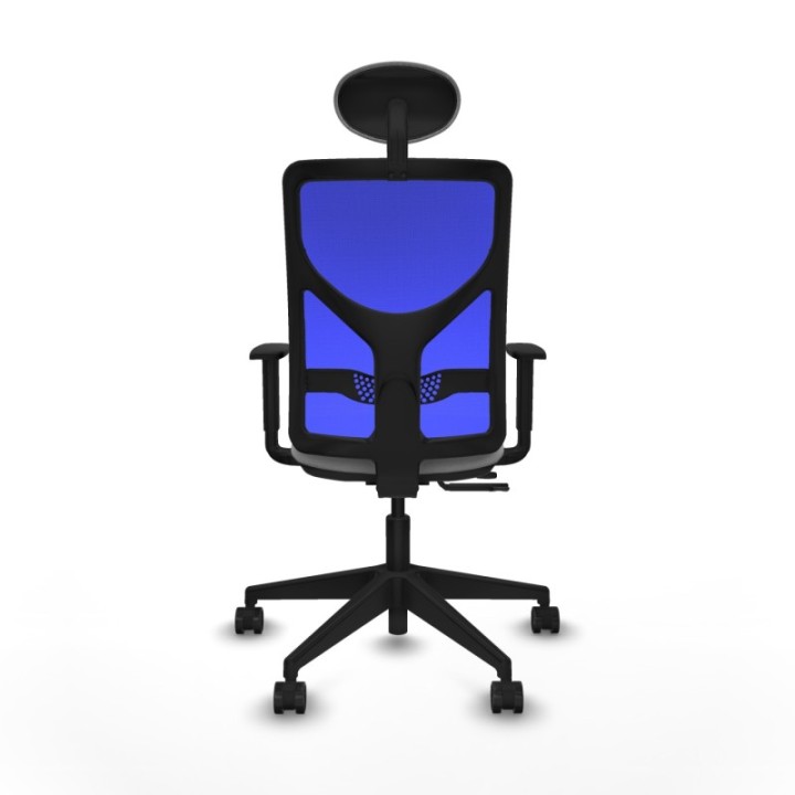 Motilla traslack malla azul bali gris claro brazos 1D base piramidal cabecero fijo ruedas 65mm nailon