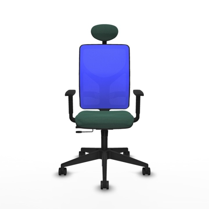 Motilla traslack malla azul bali verde botella brazos 1D base piramidal cabecero fijo ruedas 65mm nailon