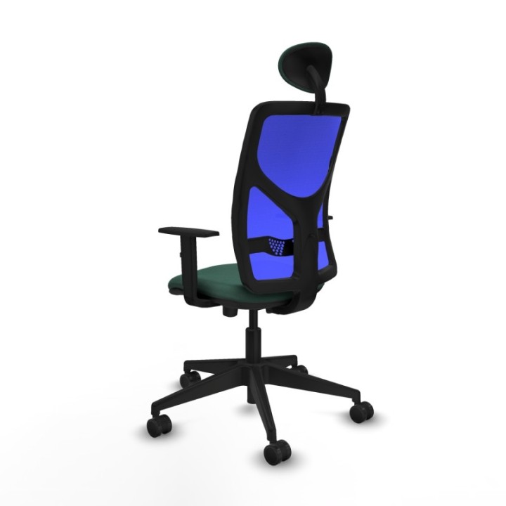 Motilla traslack malla azul bali verde botella brazos 1D base piramidal cabecero fijo ruedas 65mm nailon