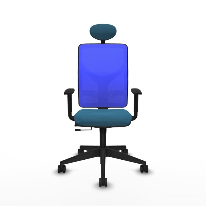 Motilla traslack malla azul bali verde petroleo brazos 1D base piramidal cabecero fijo ruedas 65mm nailon