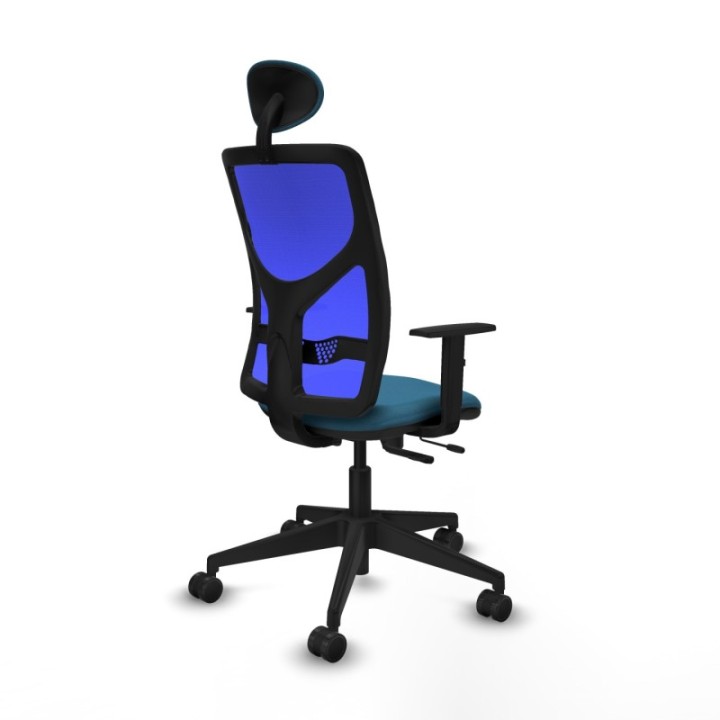 Motilla traslack malla azul bali verde petroleo brazos 1D base piramidal cabecero fijo ruedas 65mm nailon