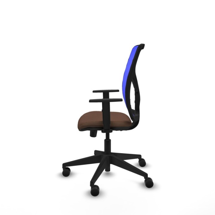 Motilla traslack malla azul bali marrón oscuro brazos 1D base piramidal  ruedas 65mm nailon