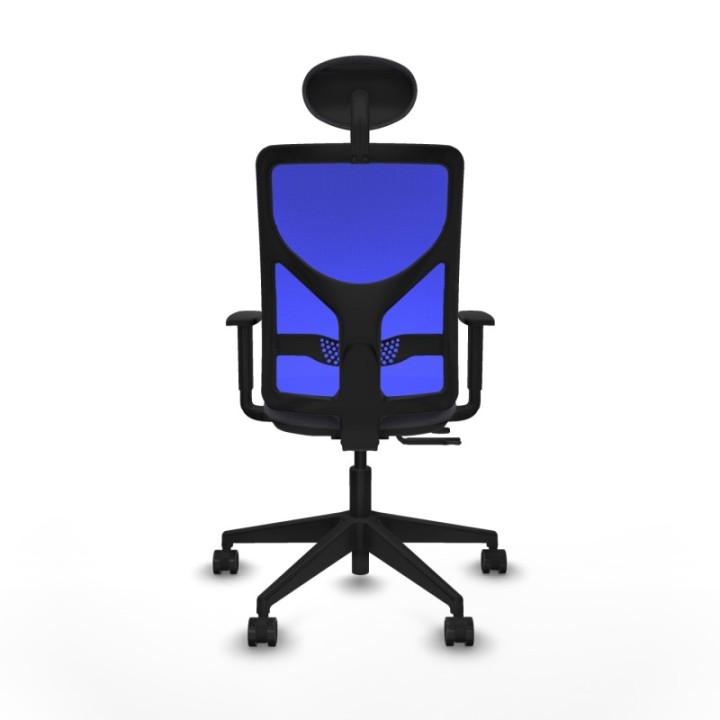 Motilla traslack malla azul bali gris oscuro brazos 1D base piramidal cabecero fijo ruedas 65mm nailon