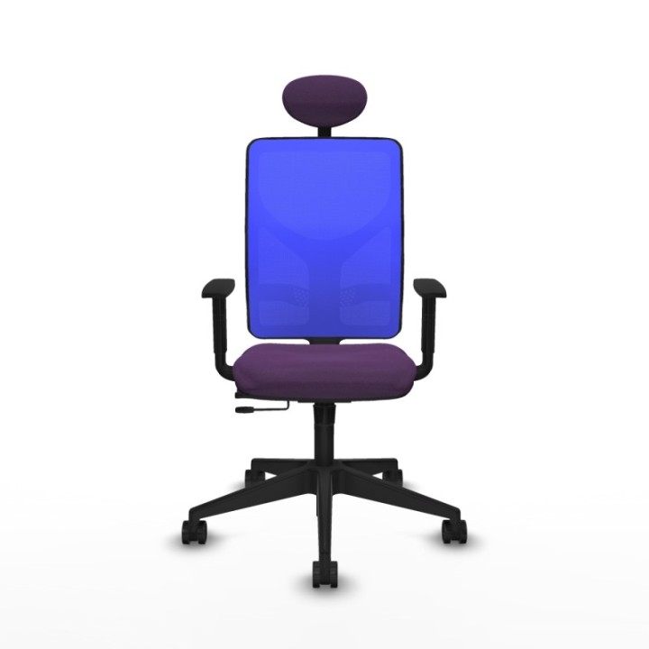 Motilla traslack malla azul bali morado brazos 1D base piramidal cabecero fijo ruedas 65mm nailon