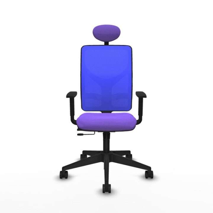 Motilla traslack malla azul bali lila brazos 1D base piramidal cabecero fijo ruedas 65mm nailon