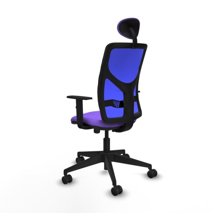 Motilla traslack malla azul bali lila brazos 1D base piramidal cabecero fijo ruedas 65mm nailon