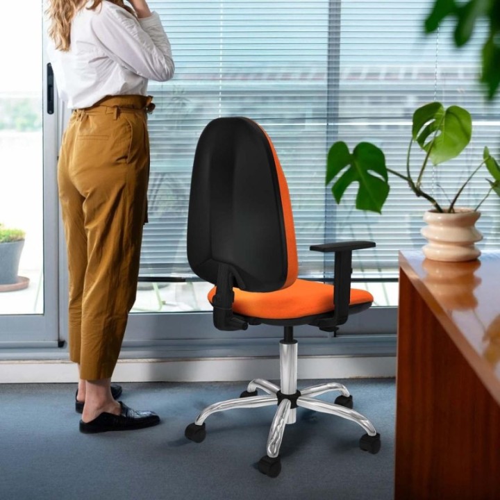 Algarra CP bali marrón oscuro brazos 1D base cromada ruedas nailon 50mm