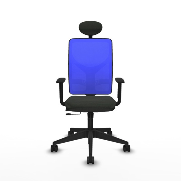 Motilla traslack malla azul bali negro brazos 1D base piramidal cabecero fijo ruedas 65mm nailon