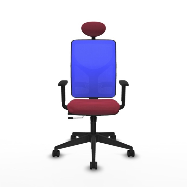 Motilla traslack malla azul bali granate brazos 1D base piramidal cabecero fijo ruedas 65mm nailon