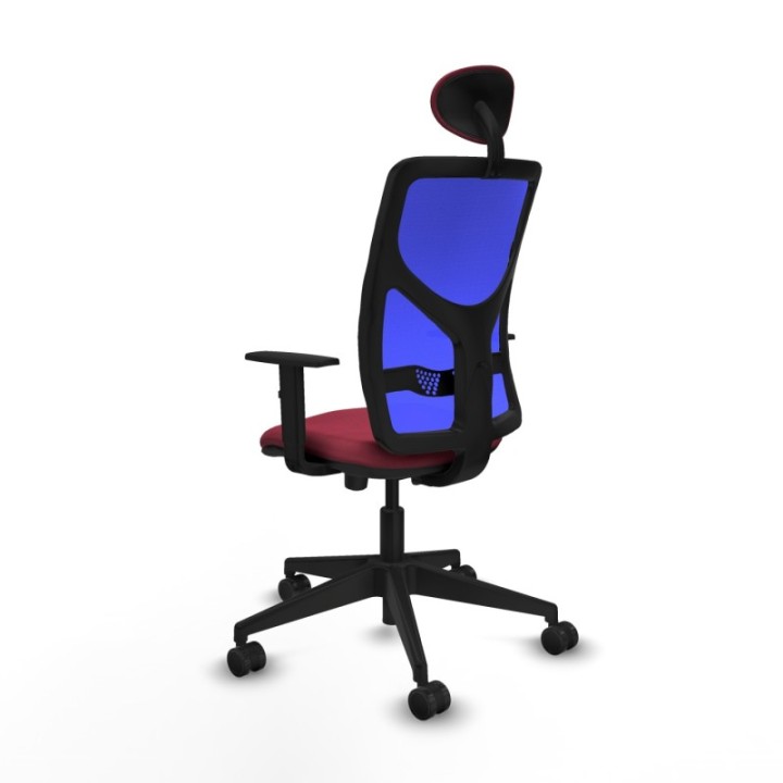 Motilla traslack malla azul bali granate brazos 1D base piramidal cabecero fijo ruedas 65mm nailon