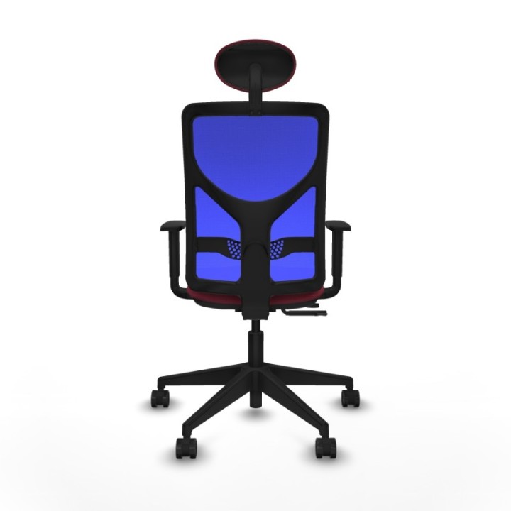 Motilla traslack malla azul bali granate brazos 1D base piramidal cabecero fijo ruedas 65mm nailon